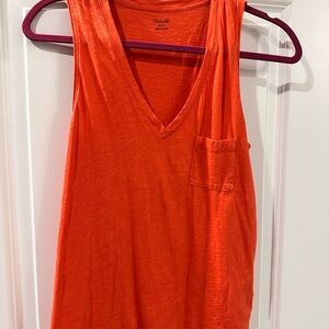 Madewell Orange V-Neck Tank Top